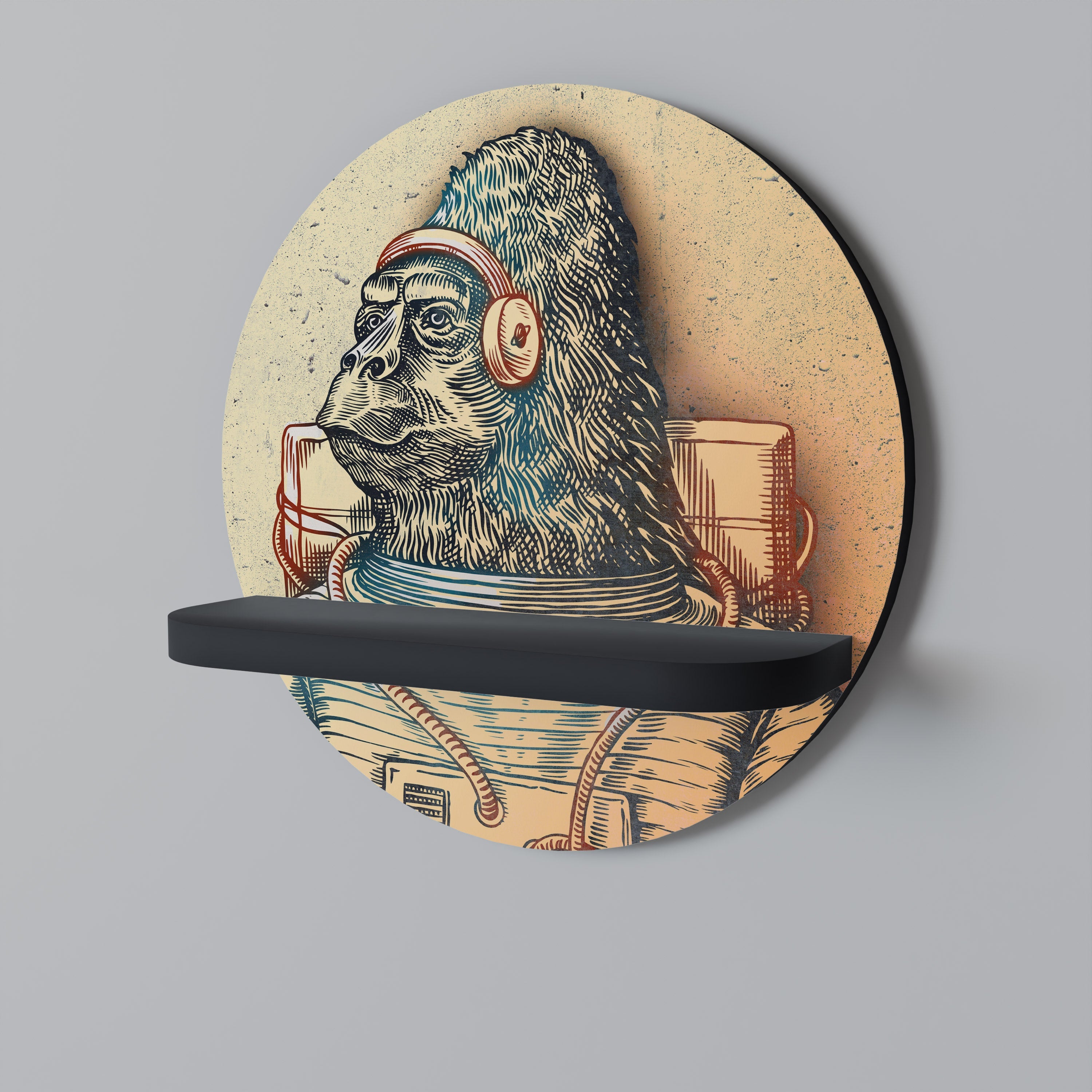 Στρογγυλό ράφι τέχνης GORILLA GROOVE σε μαύρο φινίρισμα