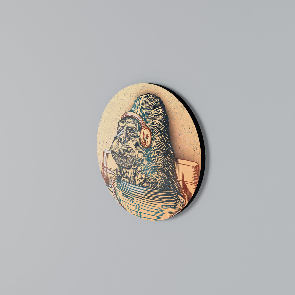 GORILLA GROOVE Στρογγυλός πίνακας ζωγραφικής