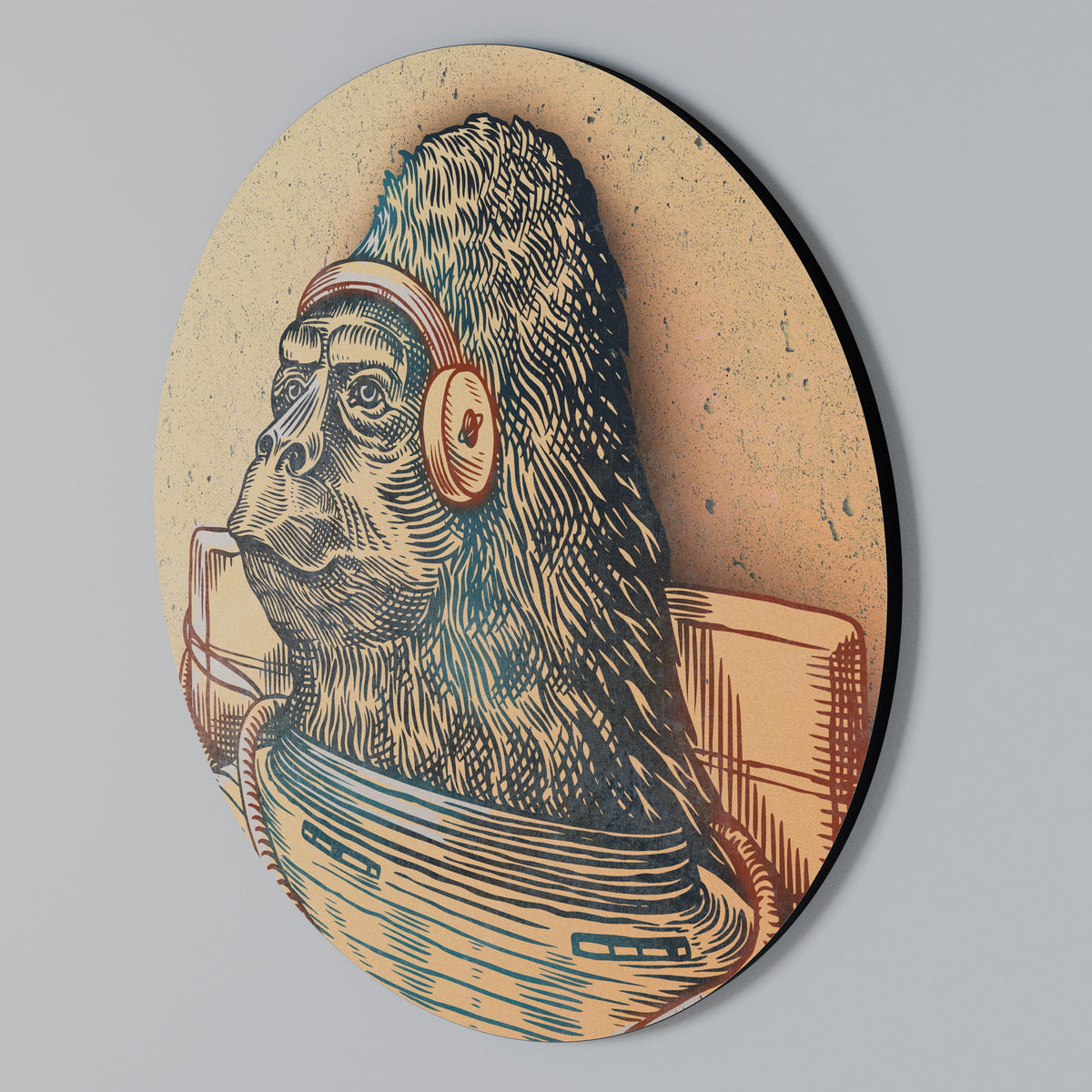 GORILLA GROOVE Στρογγυλός πίνακας ζωγραφικής