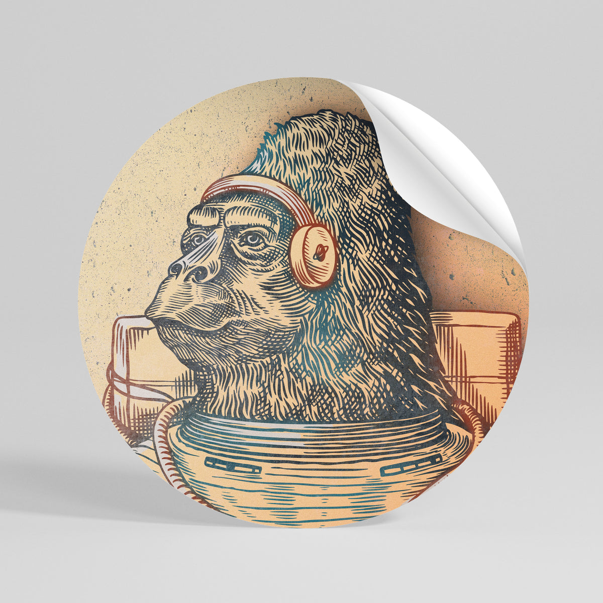 GORILLA GROOVE Αυτοκόλλητη Αφίσα στρογγυλή