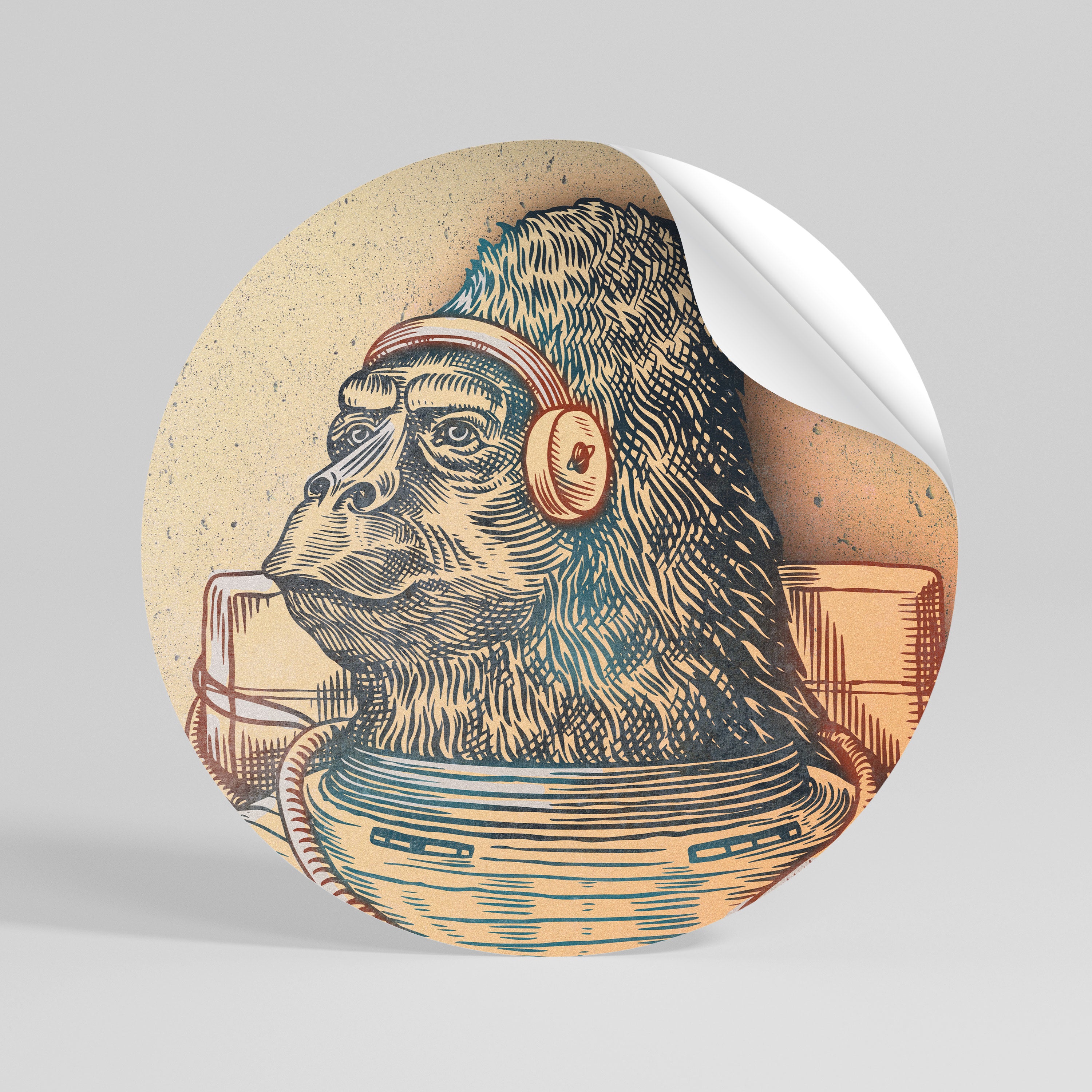 GORILLA GROOVE Αυτοκόλλητη "Peel and Stick" Αφίσα στρογγυλή