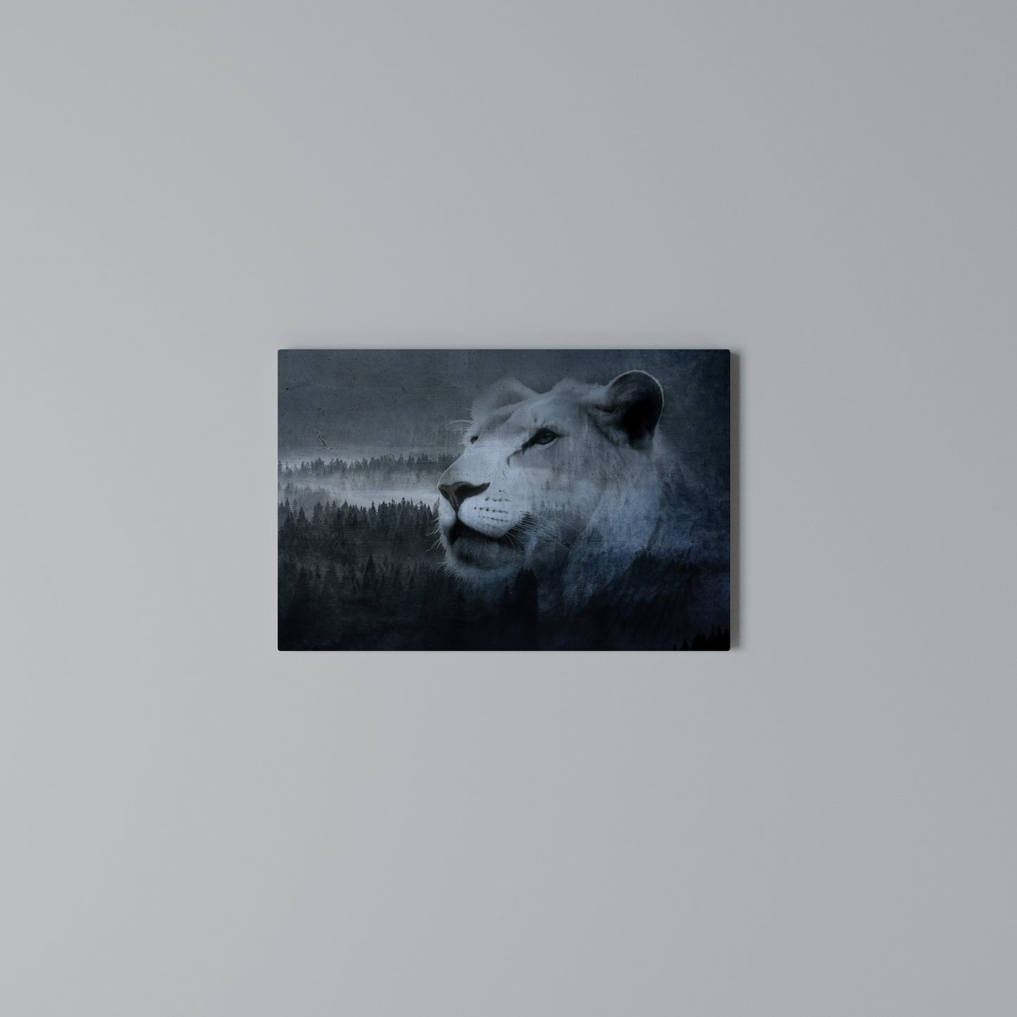 LION'S HARMONY IN BLUE Horizontal Canvas Print