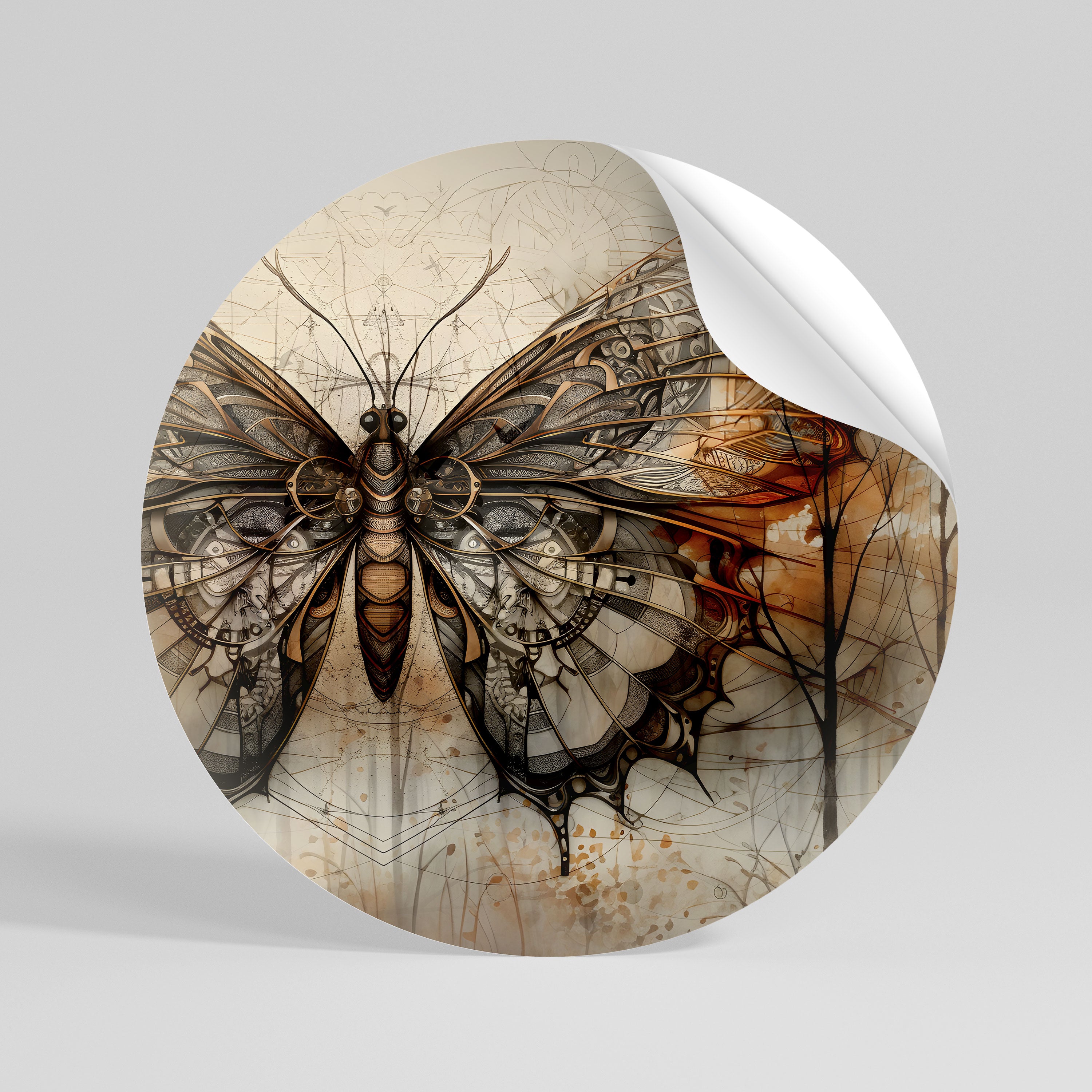 MECHANICAL BEAUTY UNVEILED Αυτοκόλλητη "Peel and Stick" Αφίσα στρογγυλή