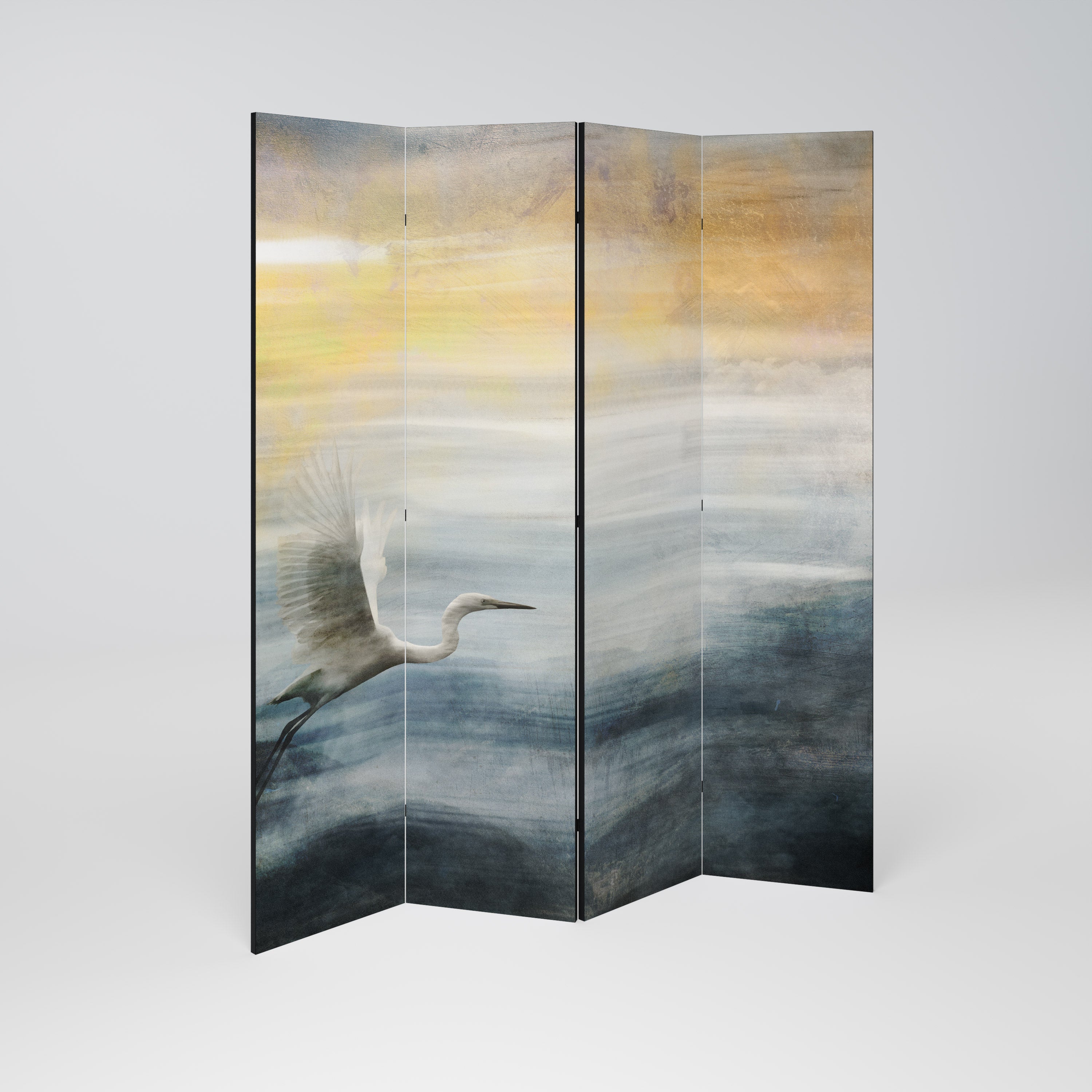 HERON IN FLY 4-Panel Room Divider