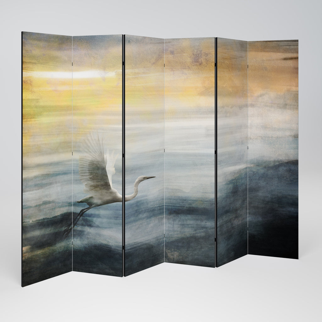 HERON IN FLY Decorative 6-Panel Room Divider