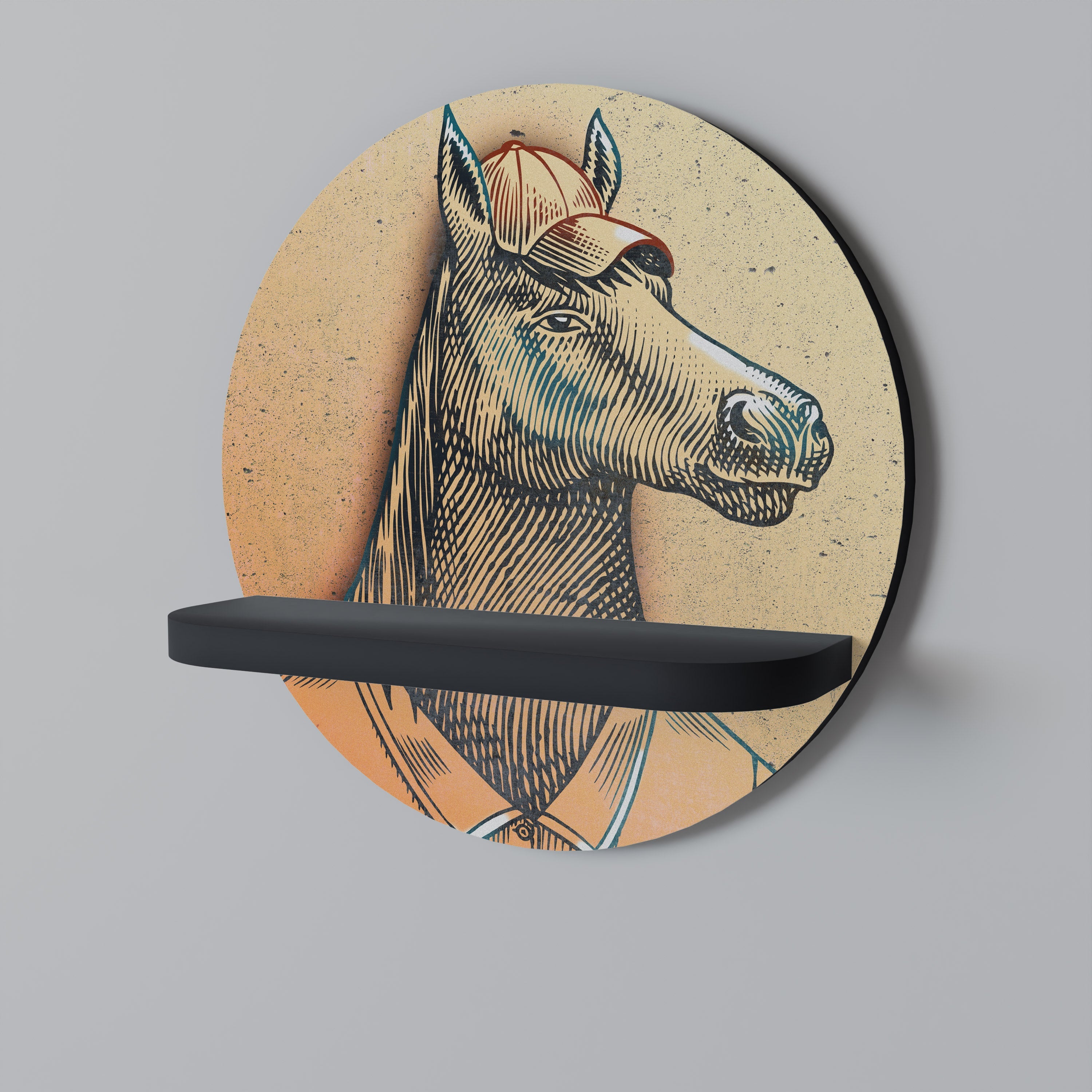 Στρογγυλό ράφι τέχνης EQUINE SWAGGER σε μαύρο φινίρισμα