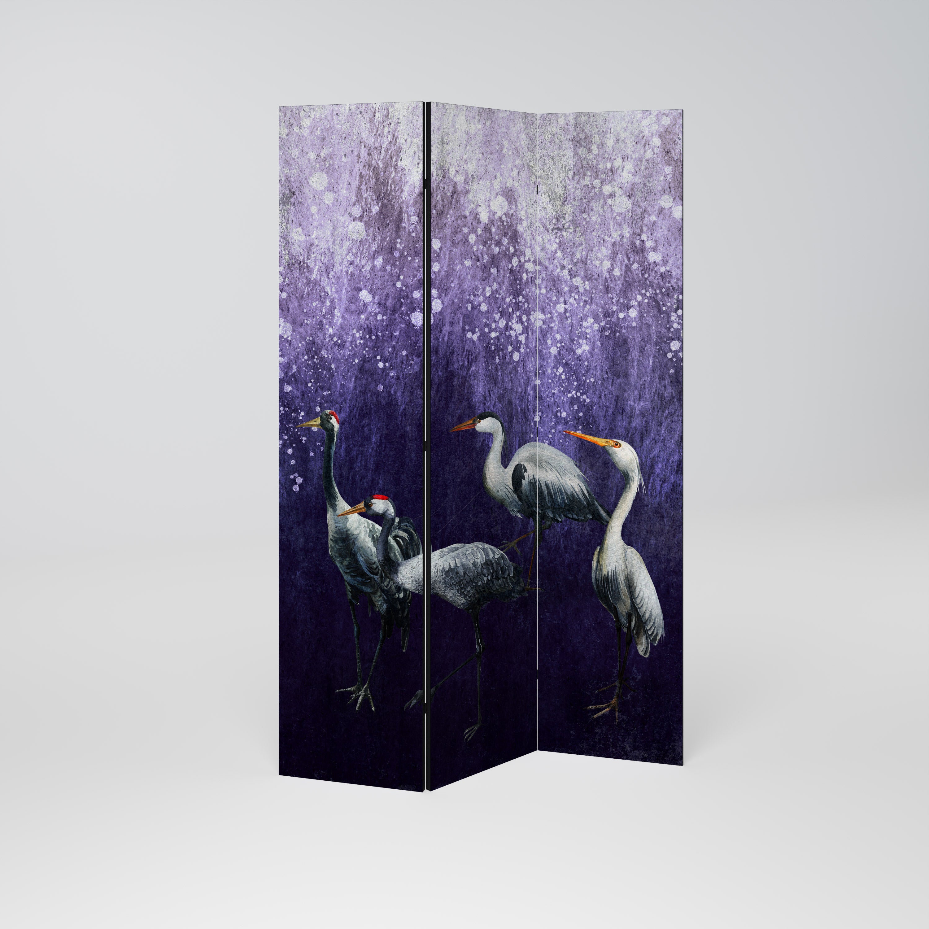 MYSTICAL CRANE GATHERING 3-Panel Room Divider