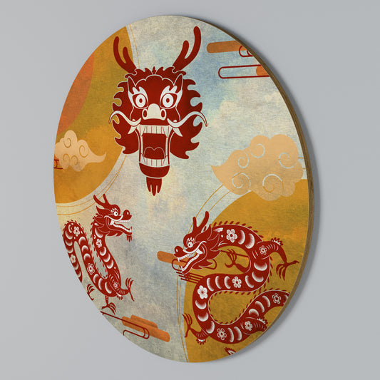 MYSTICAL DRAGON Στρογγυλός πίνακας ζωγραφικής