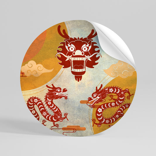 MYSTICAL DRAGON Αυτοκόλλητη Αφίσα στρογγυλή
