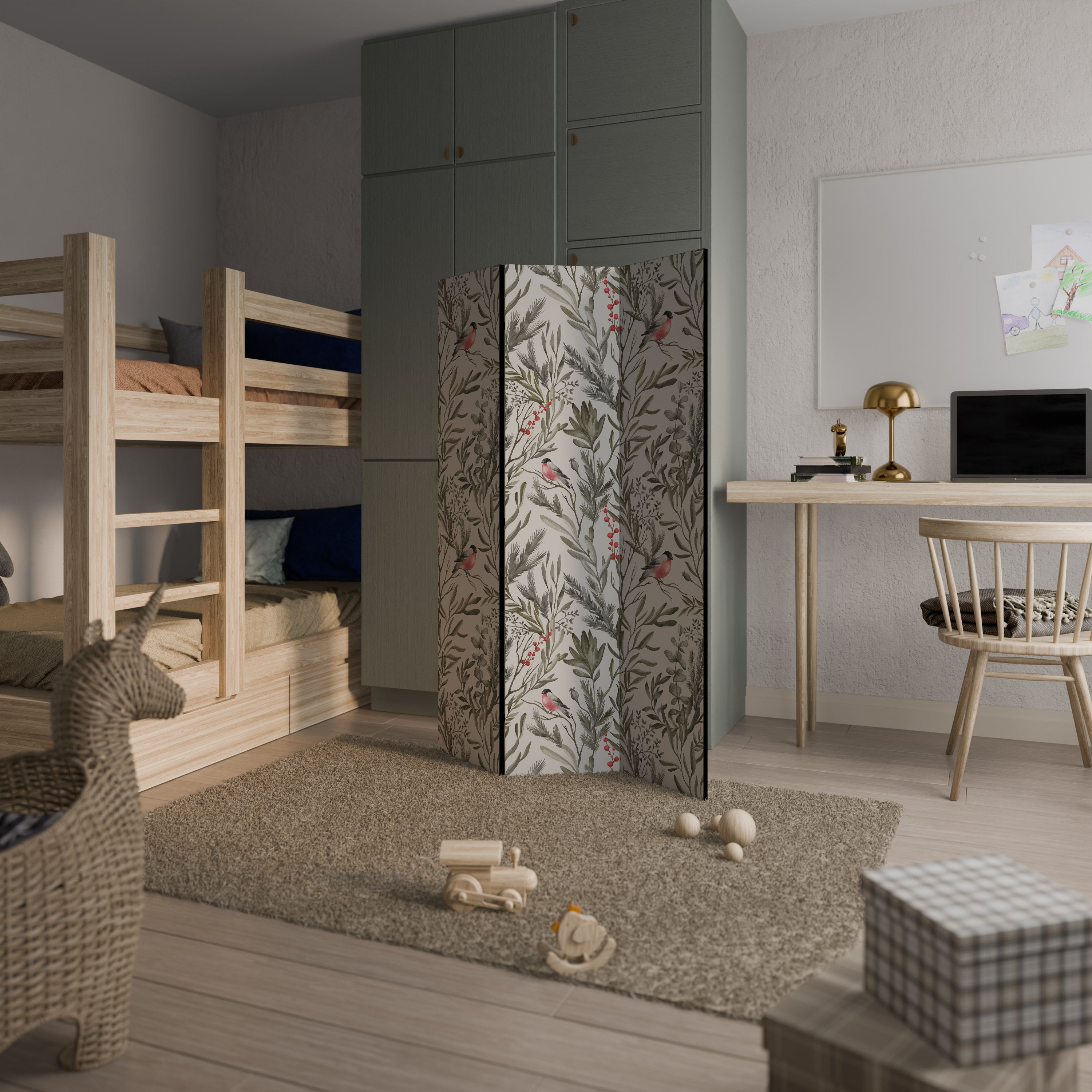 BULLFINCH SONG 3-Panel Room Divider