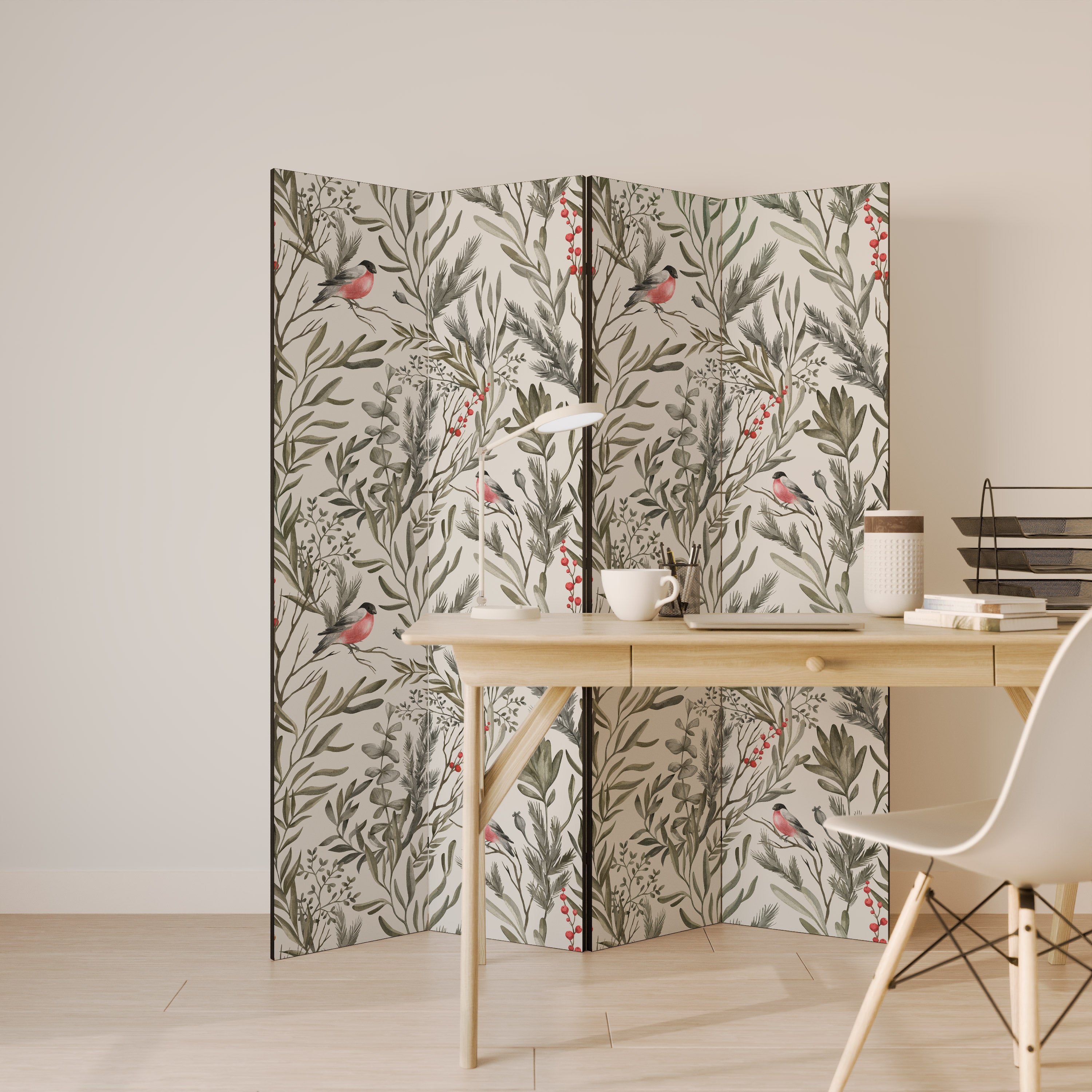 BULLFINCH SONG 4-Panel Room Divider