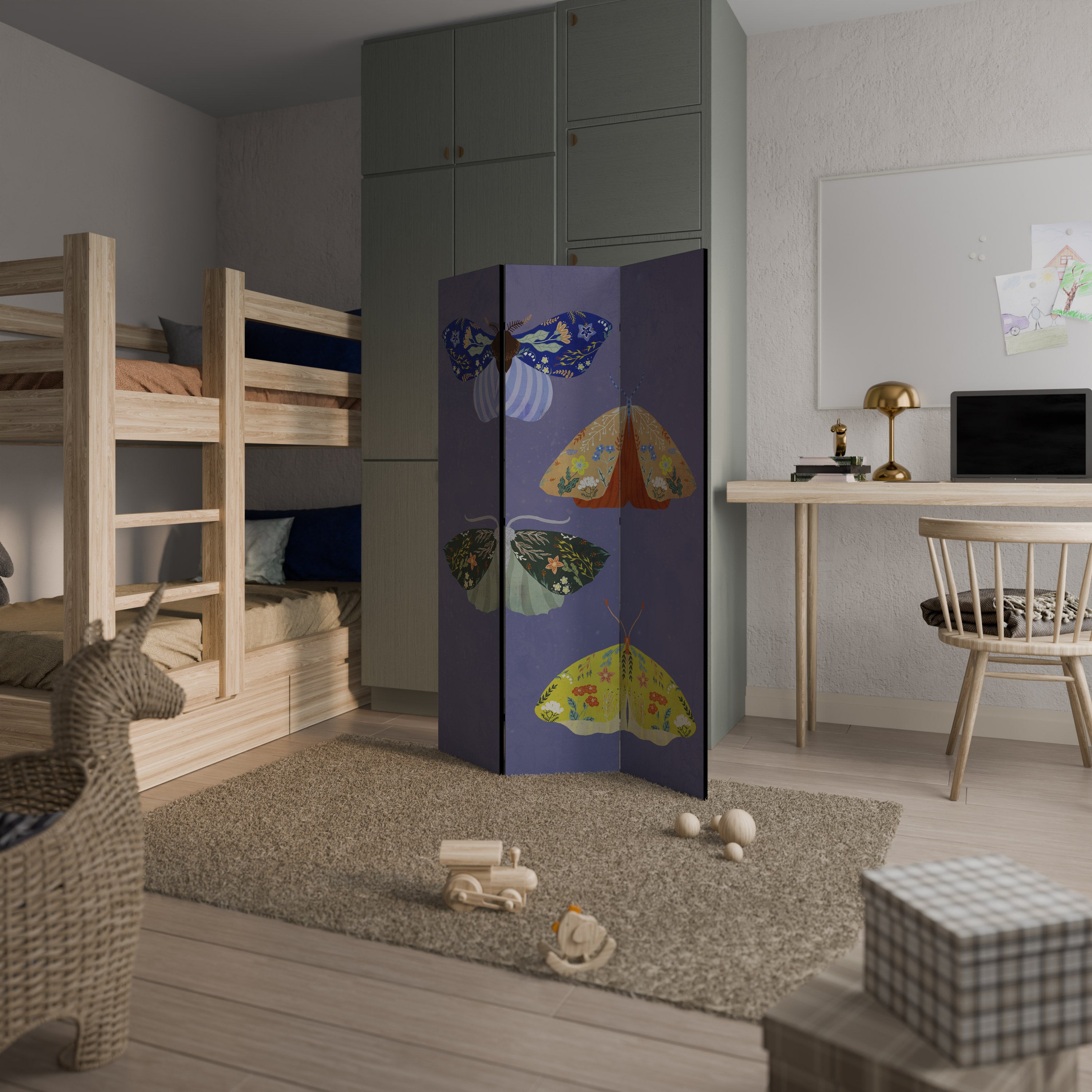 MOTH INTO THE FLAME 3-Panel Room Divider