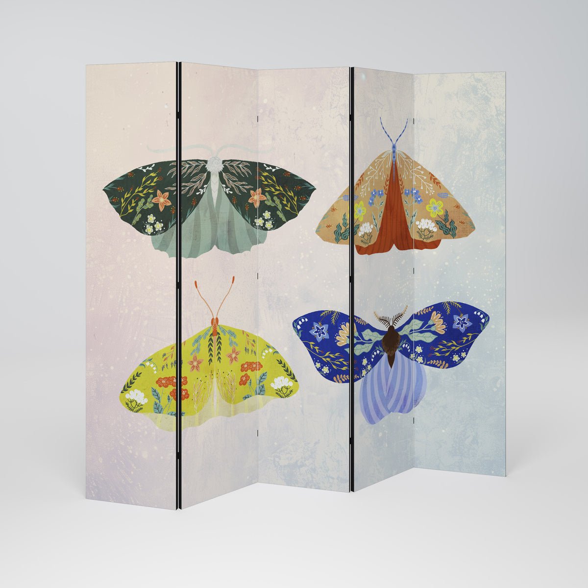 MOTH INTO THE LIGHT 5-Panel Room Divider