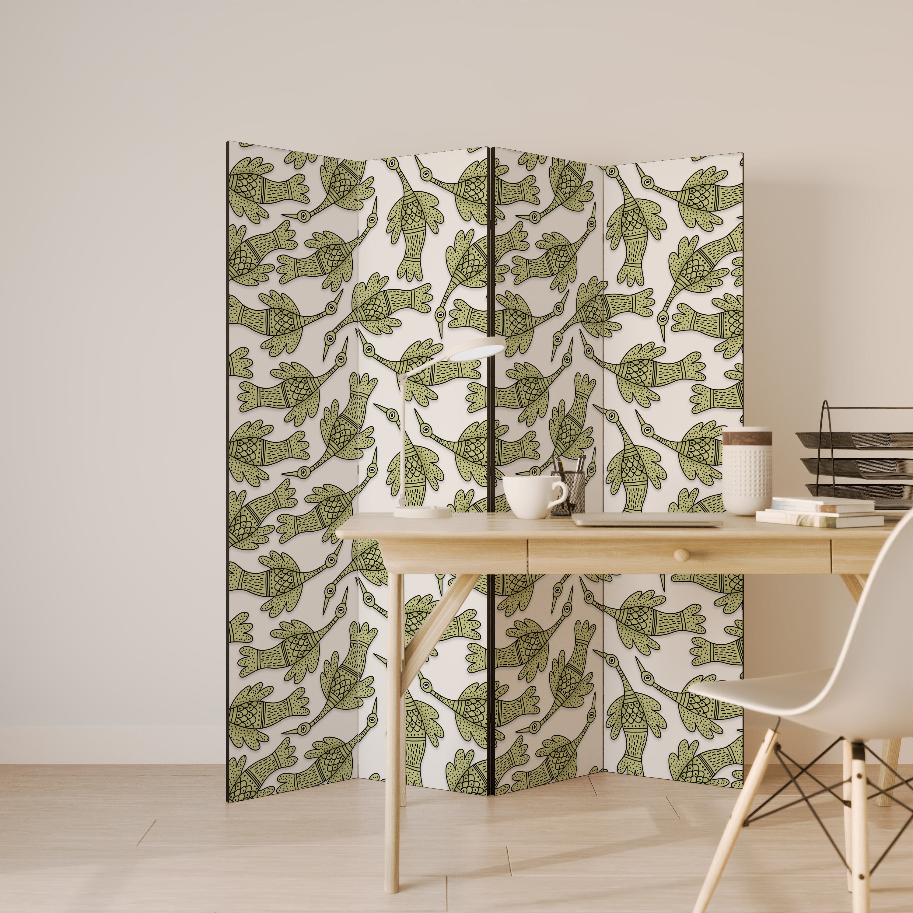 SEEDLING SONGBIRD 4-Panel Room Divider