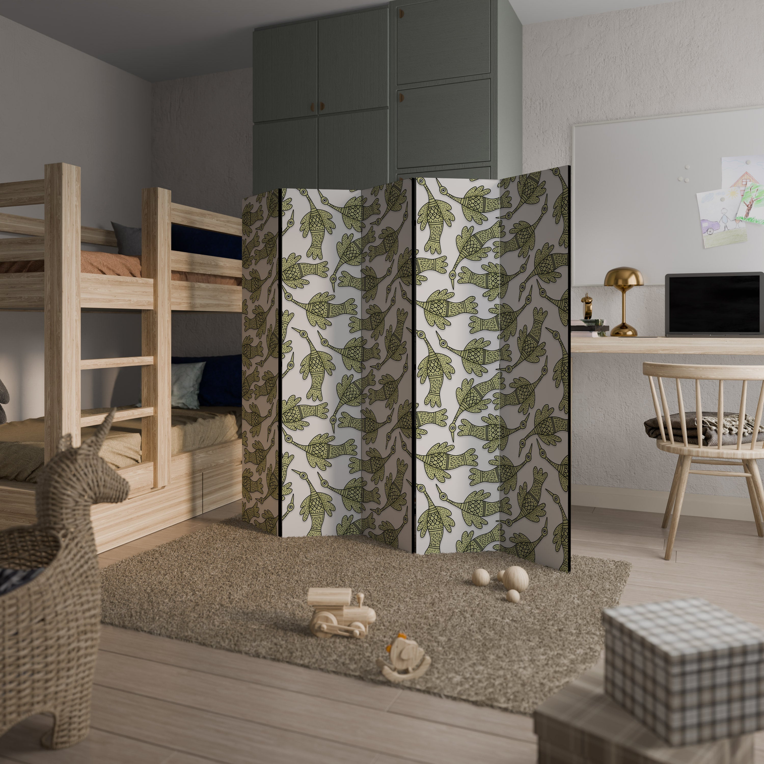 SEEDLING SONGBIRD Decorative 5-Panel Room Divider