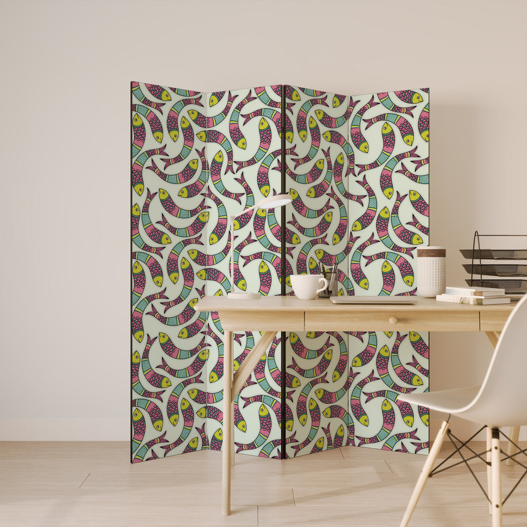 INDIAN FISH Decorative 4-Panel Room Divider