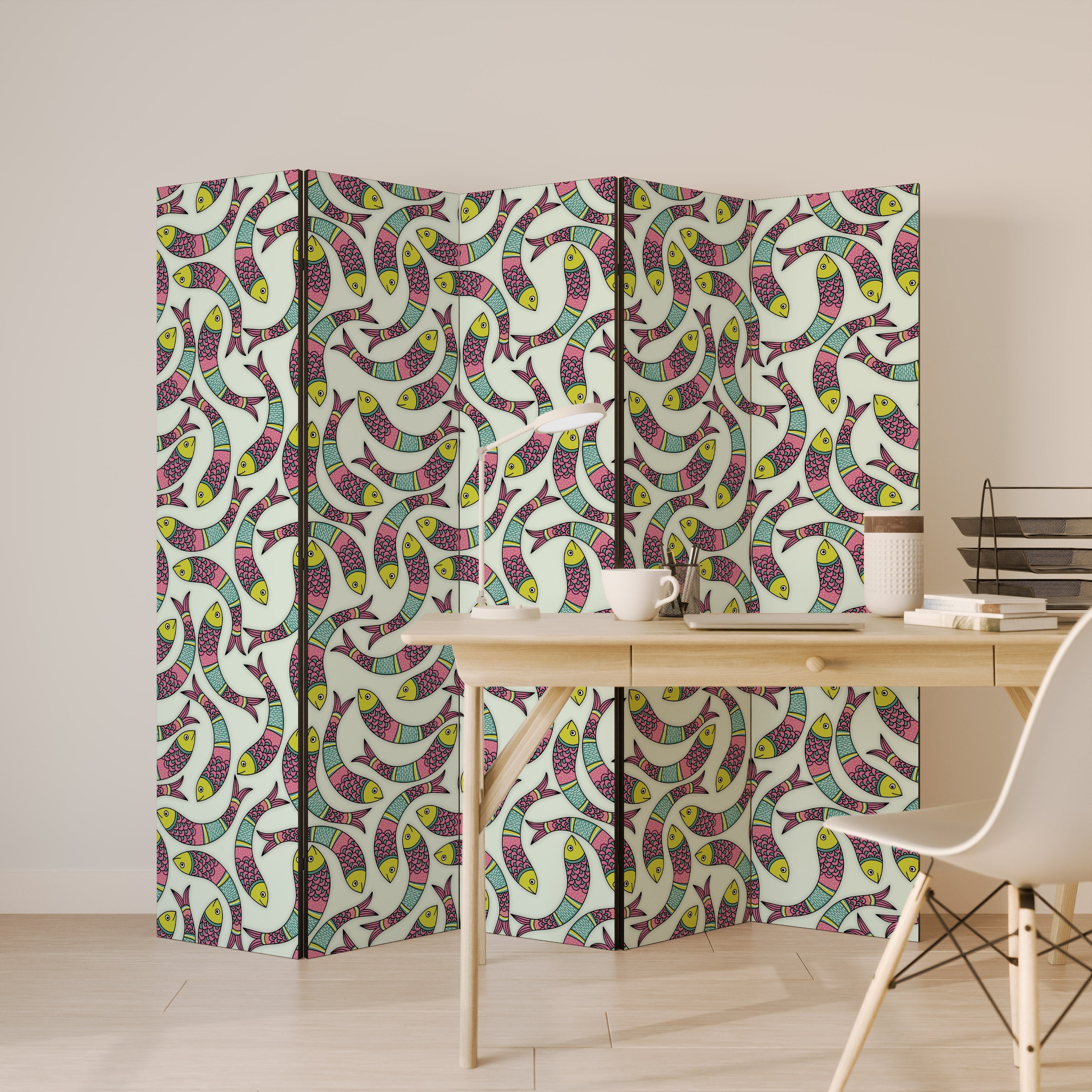 INDIAN FISH Decorative 5-Panel Room Divider
