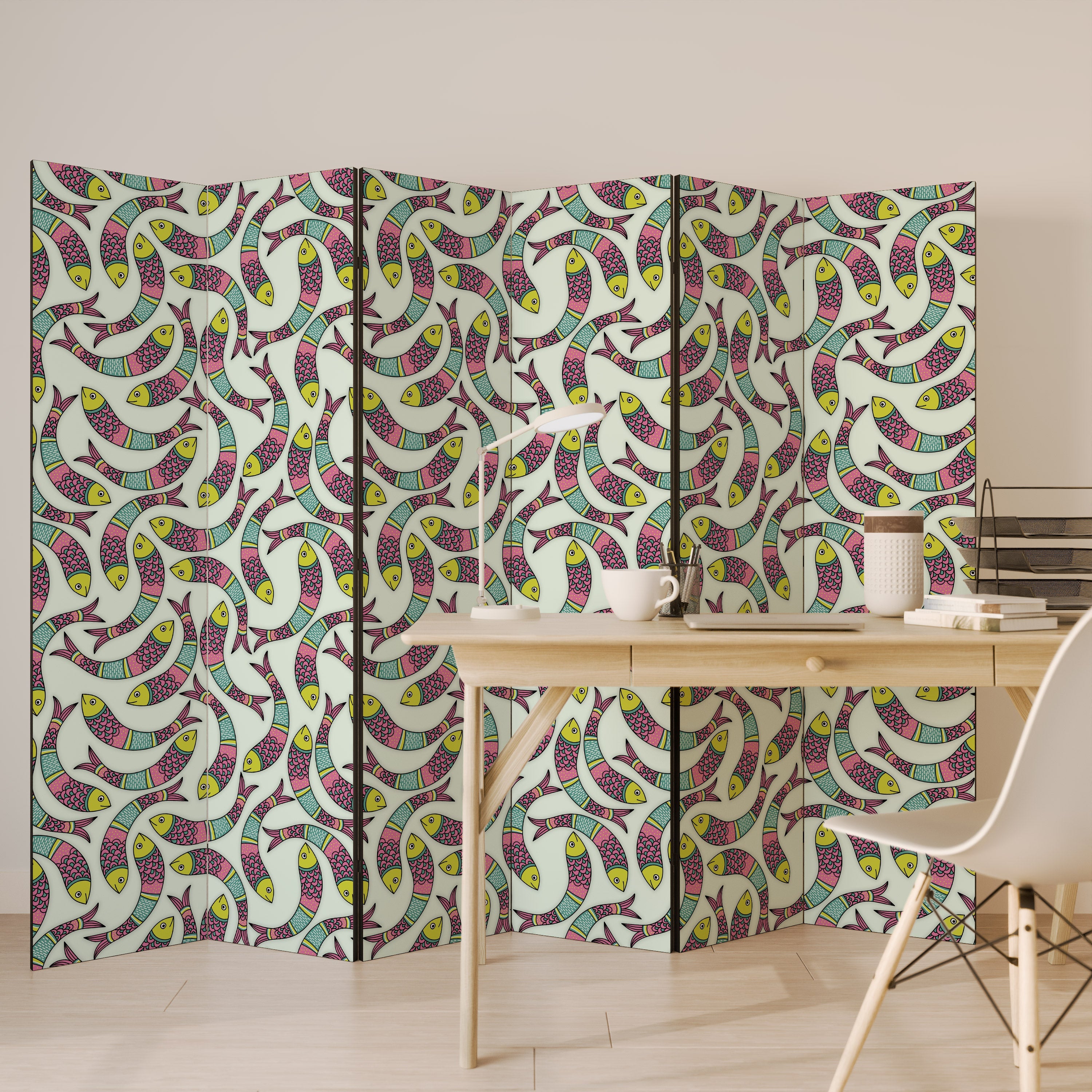 INDIAN FISH Decorative 6-Panel Room Divider