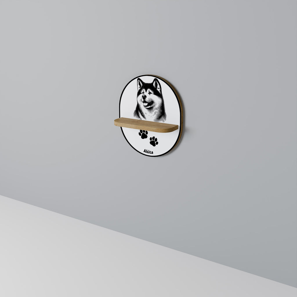Οβάλ ράφι AKITA DOG σε στιλ δρυός