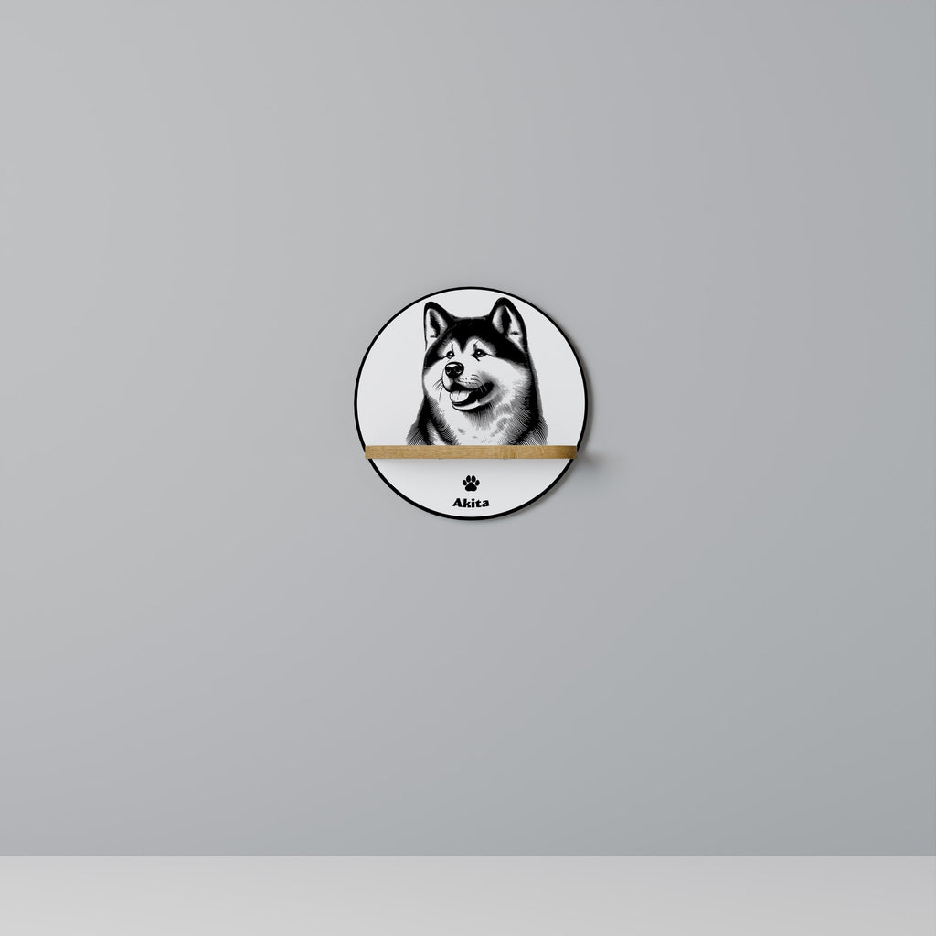 Στρογγυλό ράφι AKITA DOG σε στιλ δρυός