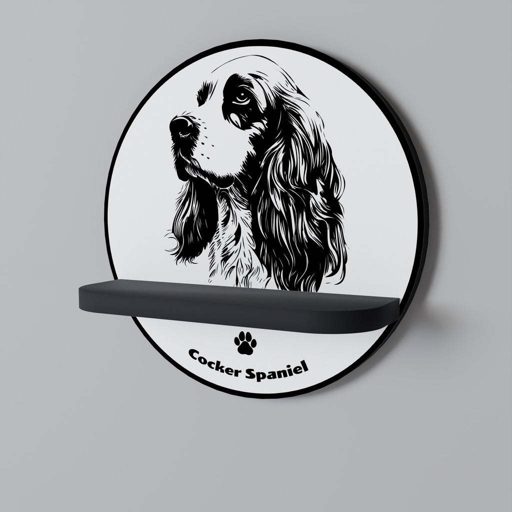 Στρογγυλό ράφι τέχνης ENGLISH COCKER SPANIEL σε μαύρο φινίρισμα