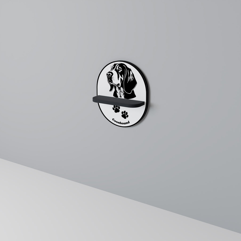 COONHOUND DOG Oval Art Shelf In Black Finish