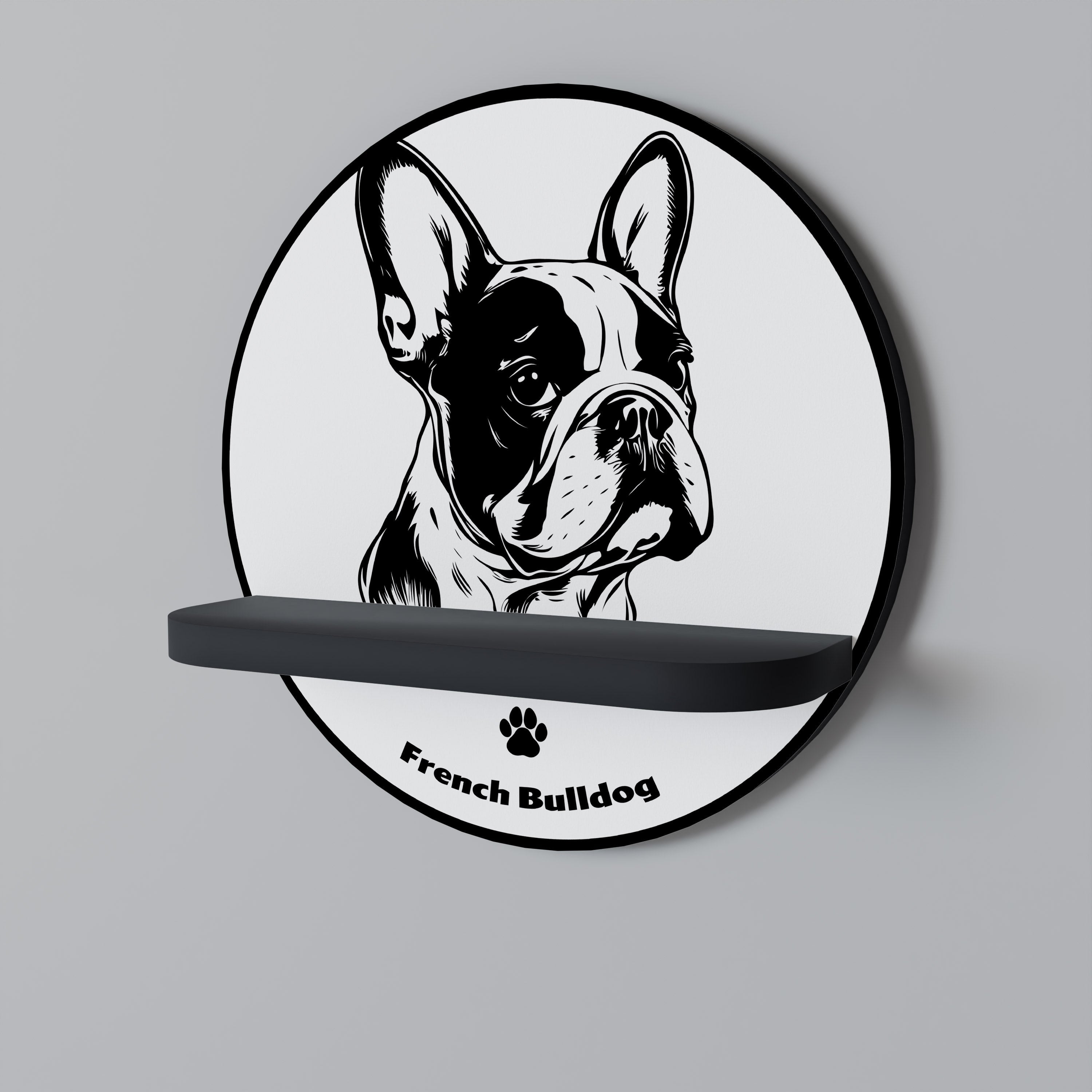 Στρογγυλό ράφι τέχνης FREE BULLDOG σε μαύρο φινίρισμα
