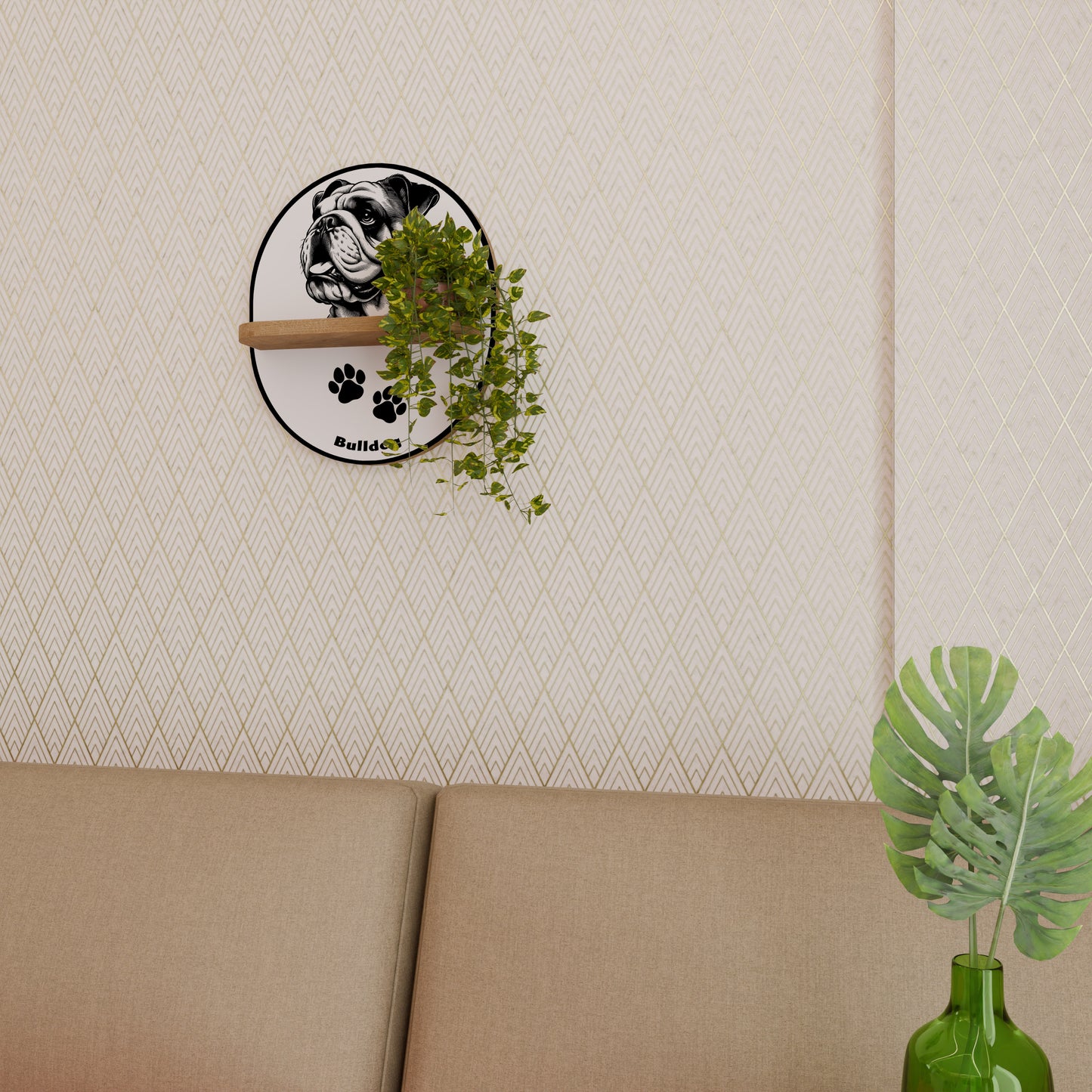 BULLDOG DOG Art Shelf