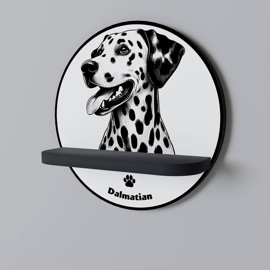 Στρογγυλό ράφι τέχνης DALMATIAN DOG σε μαύρο φινίρισμα