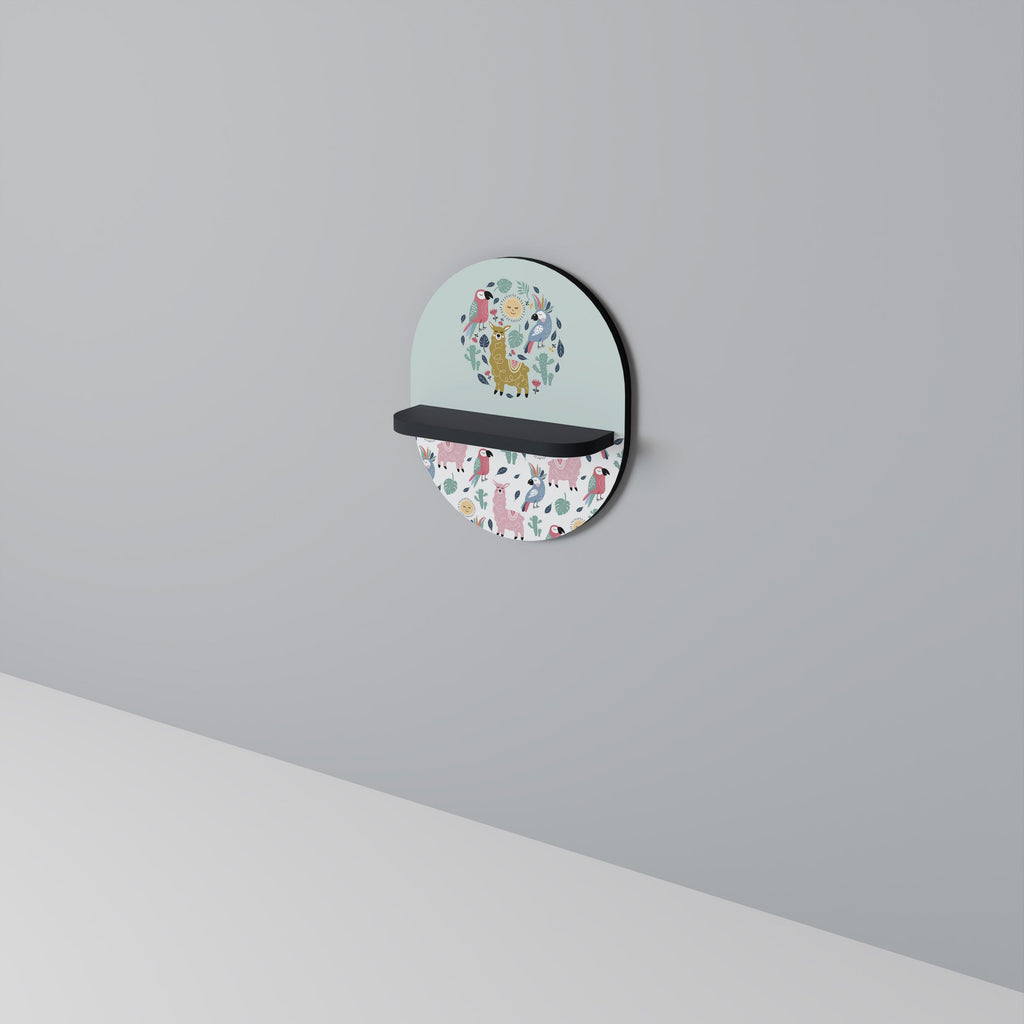 COLORFUL ALPACAS Oval Art Shelf In Black Finish