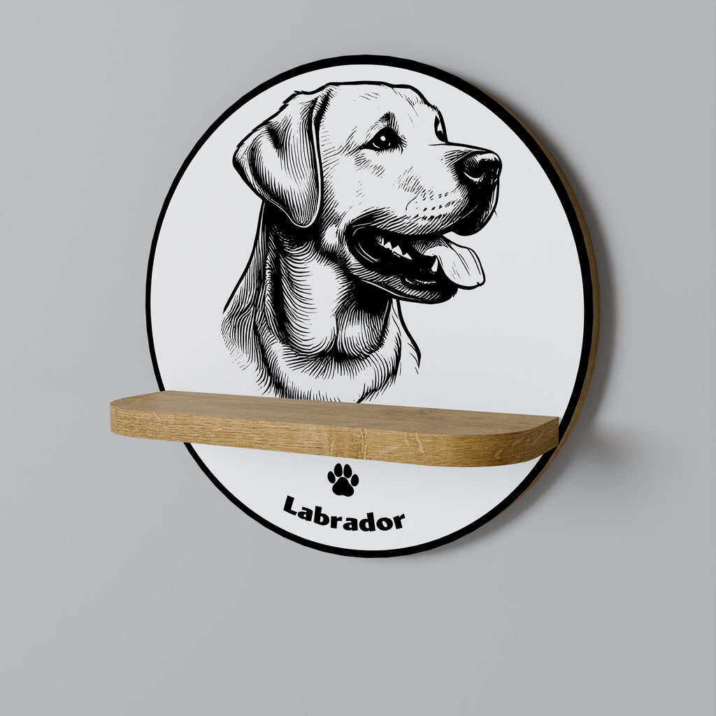 Στρογγυλό ράφι τέχνης LABRADOR DOG σε εφέ δρυός