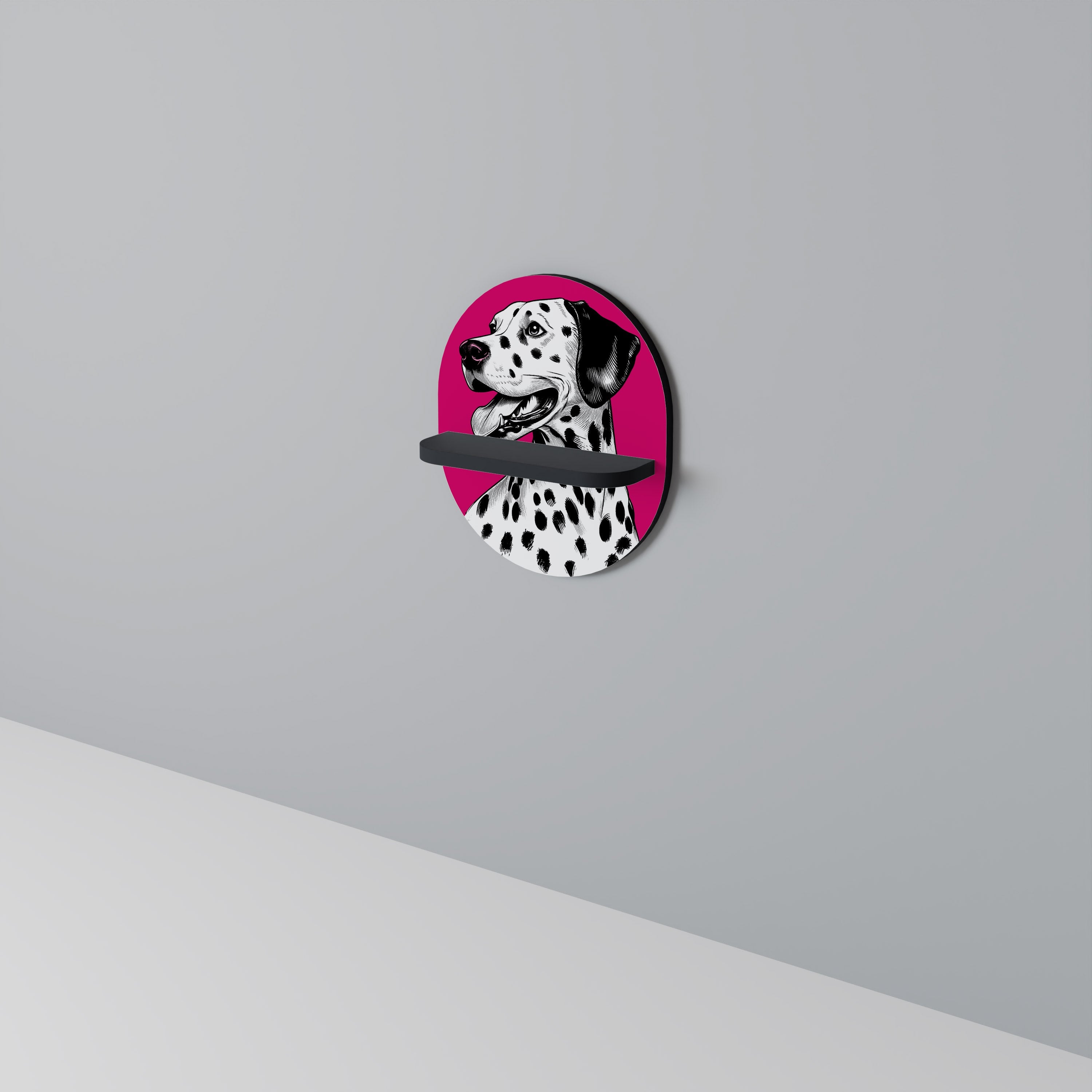 DALMATIAN SMILE Oval Art Shelf In Black Finish