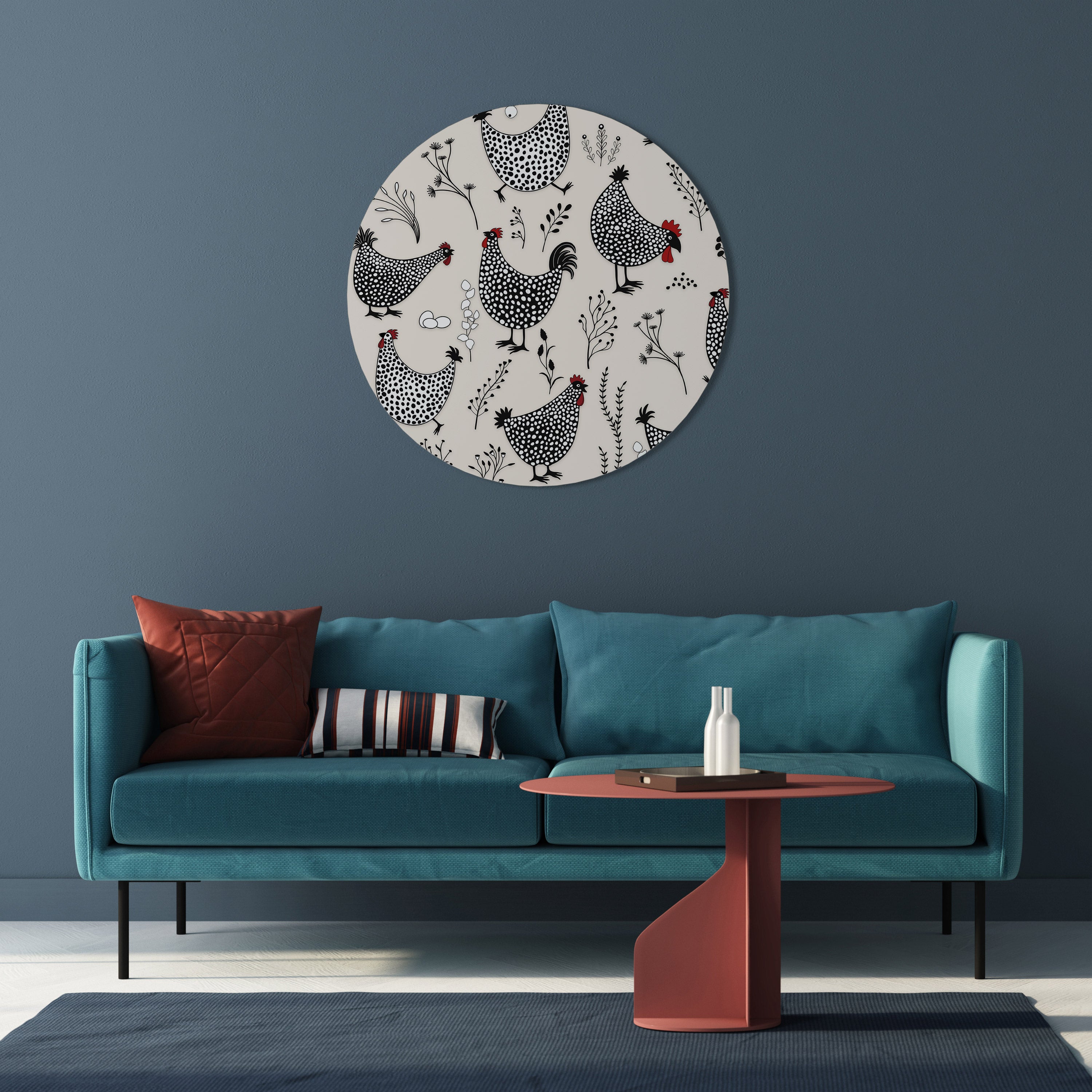 HAPPY HENS Round Wall Art