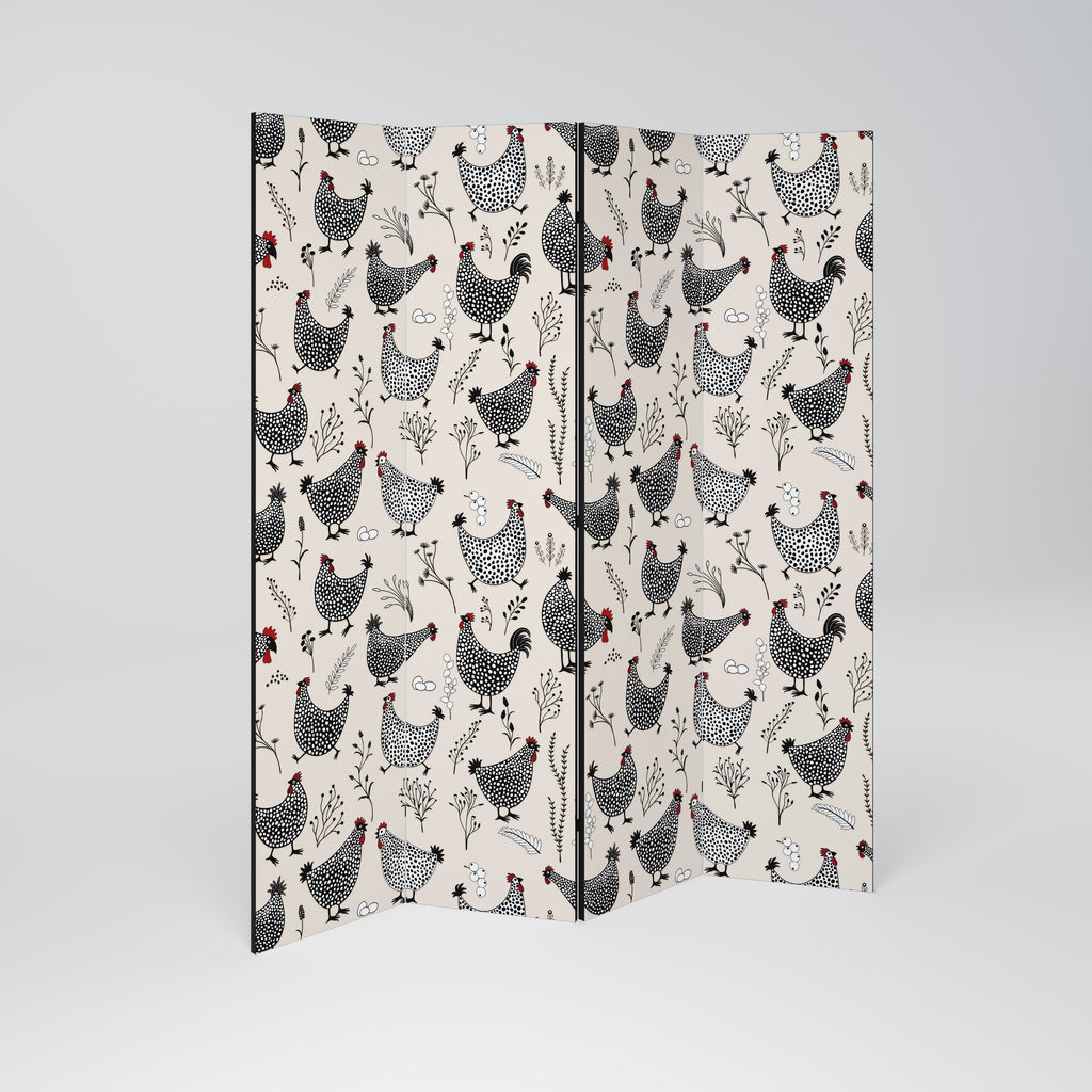 HAPPY HENS 4-Panel Room Divider