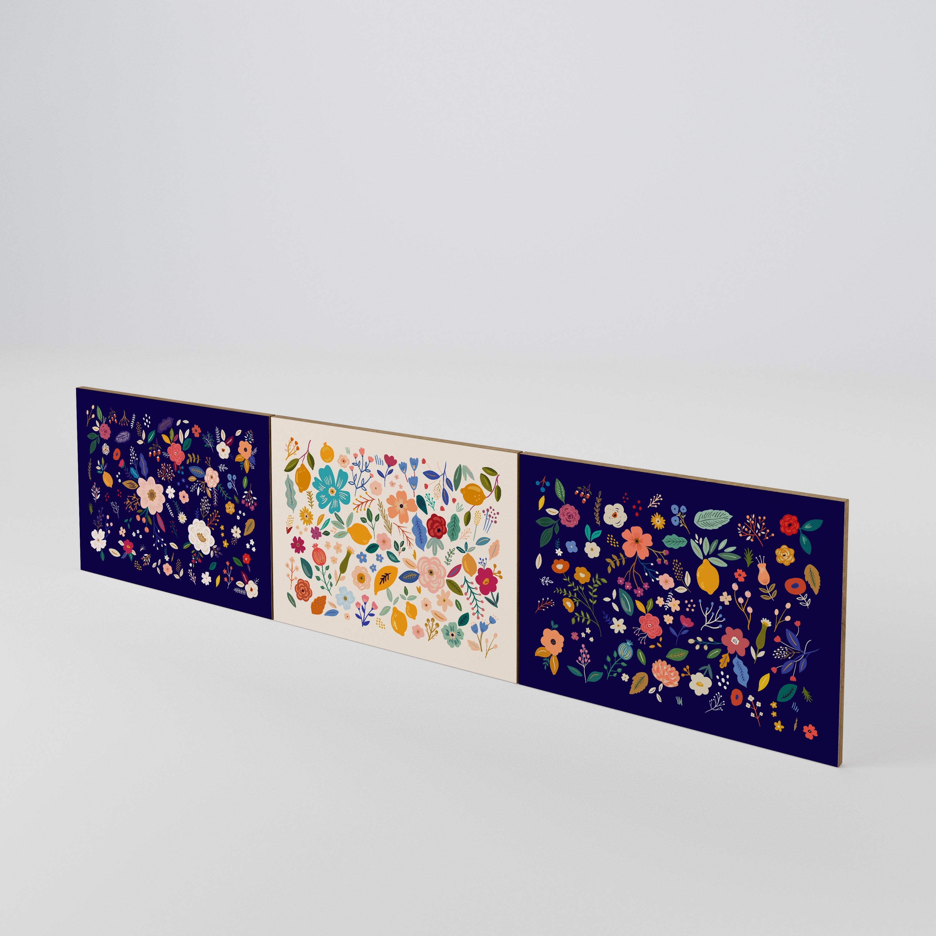 FLORAL COMBINATION 3-Piece TV Cabinet Door Set