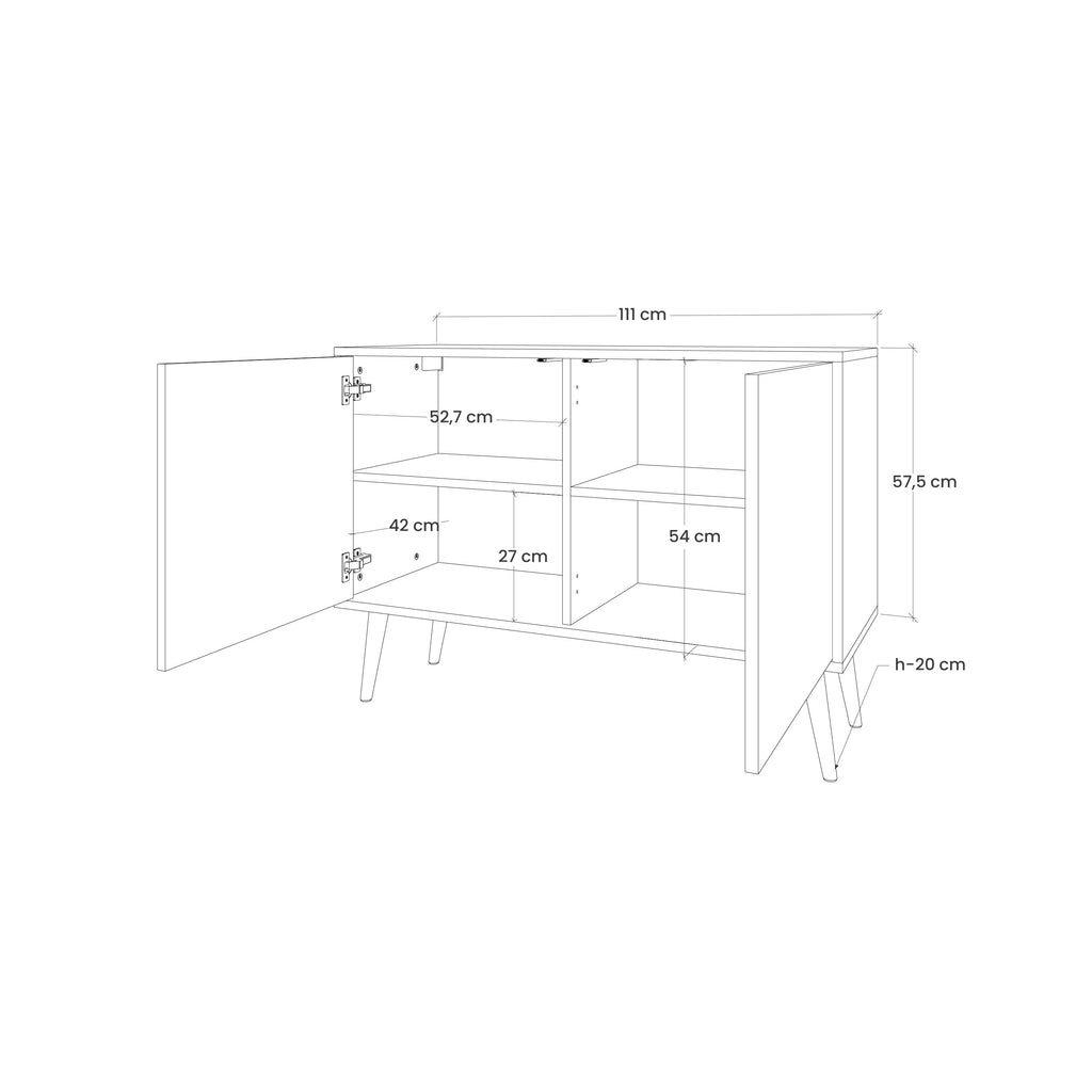 KANAGAWA BEAUTY 2-Door Sideboard in Black Finish