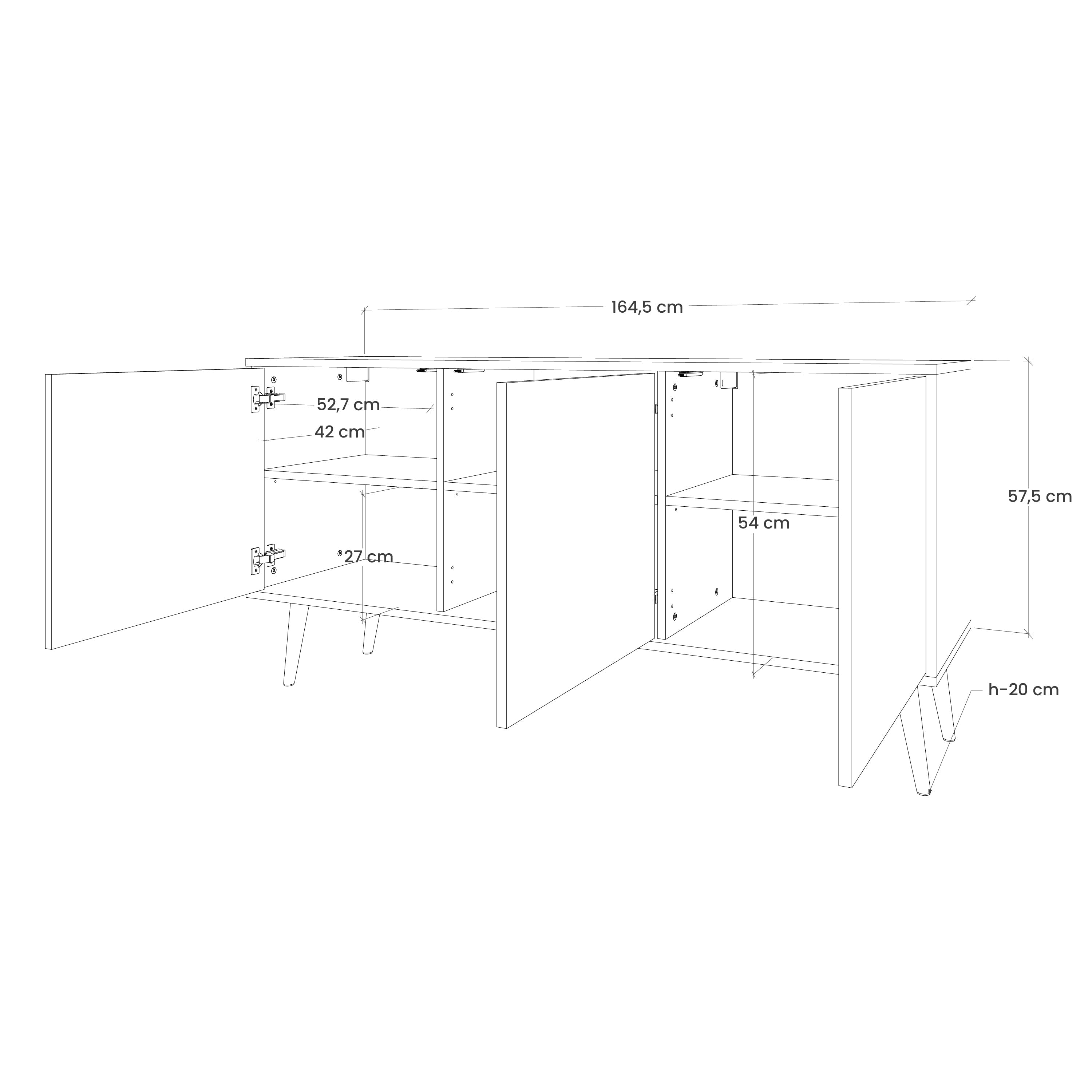 TIMELESS GLIDE 3-Door Sideboard in Oak Effect