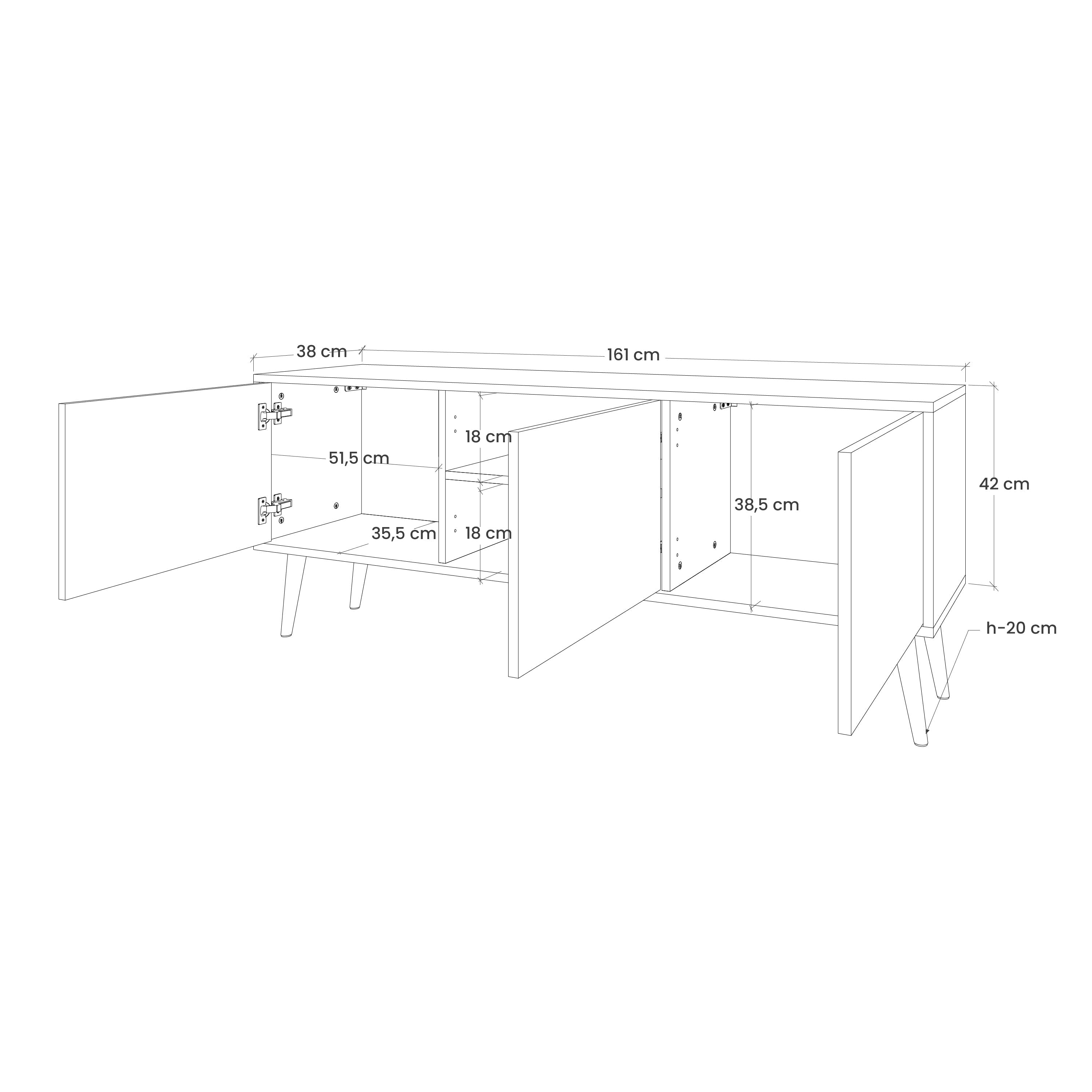 FESTIVE PLEASURES 3-Door TV Stand in Grey Finish