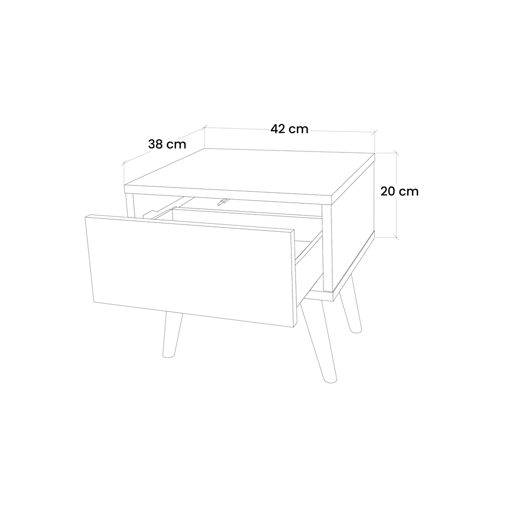 SOFTEN POPPY Nightstand in Oak Effect
